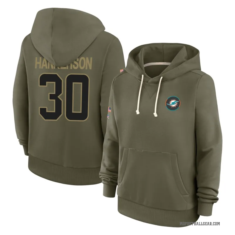 Anthony Hankerson Women's Olive Miami Dolphins 2025 Salute to Service Hoodie