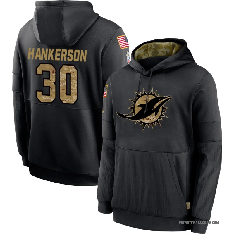 Anthony Hankerson Youth Black Miami Dolphins 2020 Salute to Service Sideline Performance Pullover Hoodie