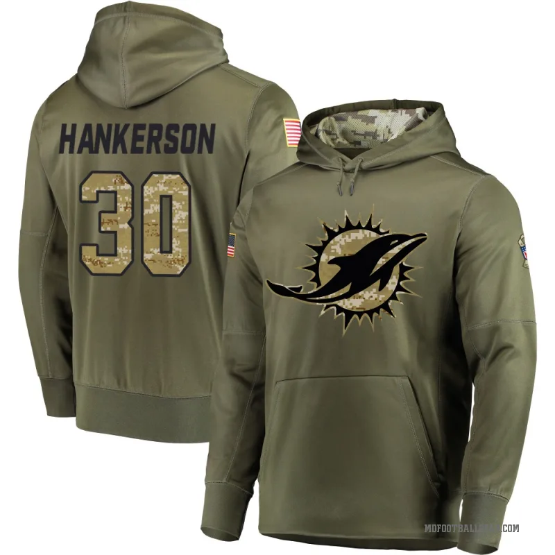 Anthony Hankerson Youth Olive Miami Dolphins Salute to Service Pullover Hoodie