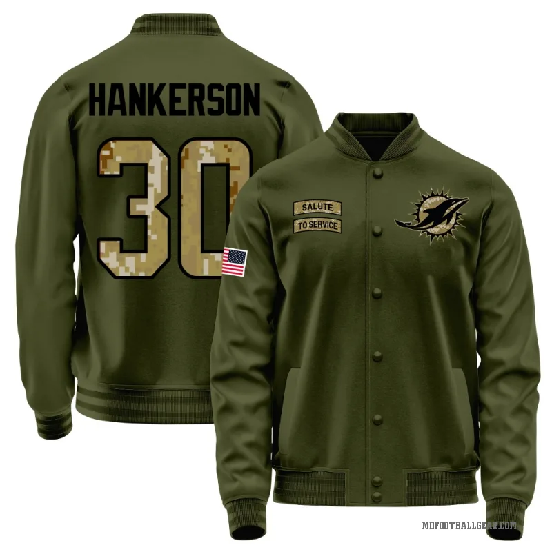 Anthony Hankerson Youth Olive Miami Dolphins Salute to Service Sideline Performance Jacket