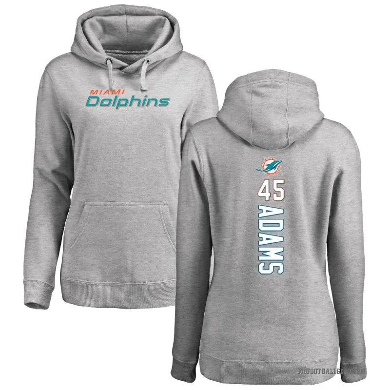 BJ Adams Women's Miami Dolphins Pro Line Ash Backer Pullover Hoodie