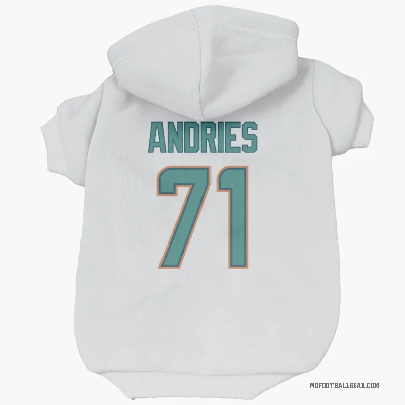 Blaise Andries  White Miami Dolphins  Cat & Dog Pet Hoodie