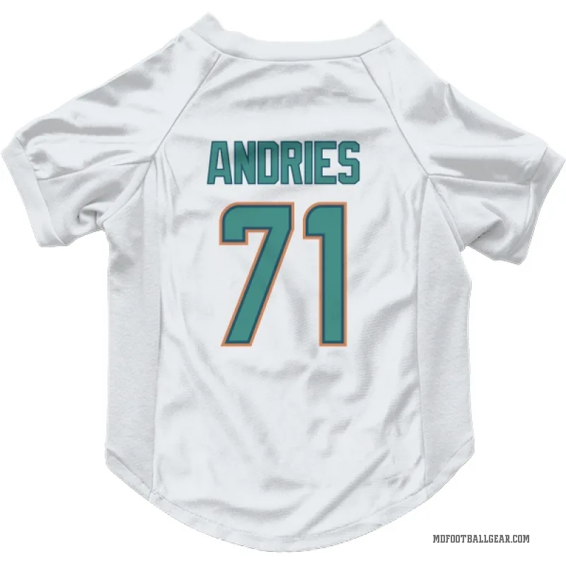 Blaise Andries  White Miami Dolphins  Cat & Dog Pet Jersey