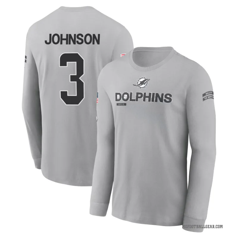 Chris Johnson Men's Gray Miami Dolphins 2024 Salute to Service Long Sleeve T-Shirt