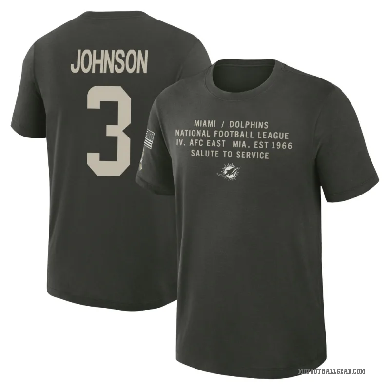 Chris Johnson Men's Green Miami Dolphins Dark/ 2025 Salute to Service Sideline Slub T-Shirt