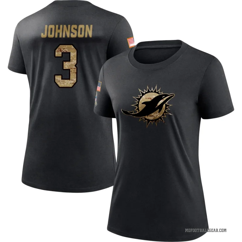 Chris Johnson Women's Black Miami Dolphins 2020 Salute To Service Performance T-Shirt