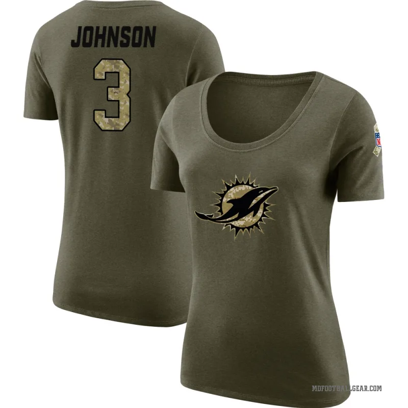 Chris Johnson Women's Olive Miami Dolphins Salute to Service Scoop Neck T-Shirt