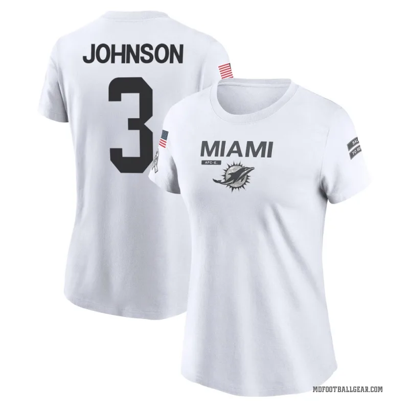 Chris Johnson Women's White Miami Dolphins 2024 Salute to Service Performance T-Shirt