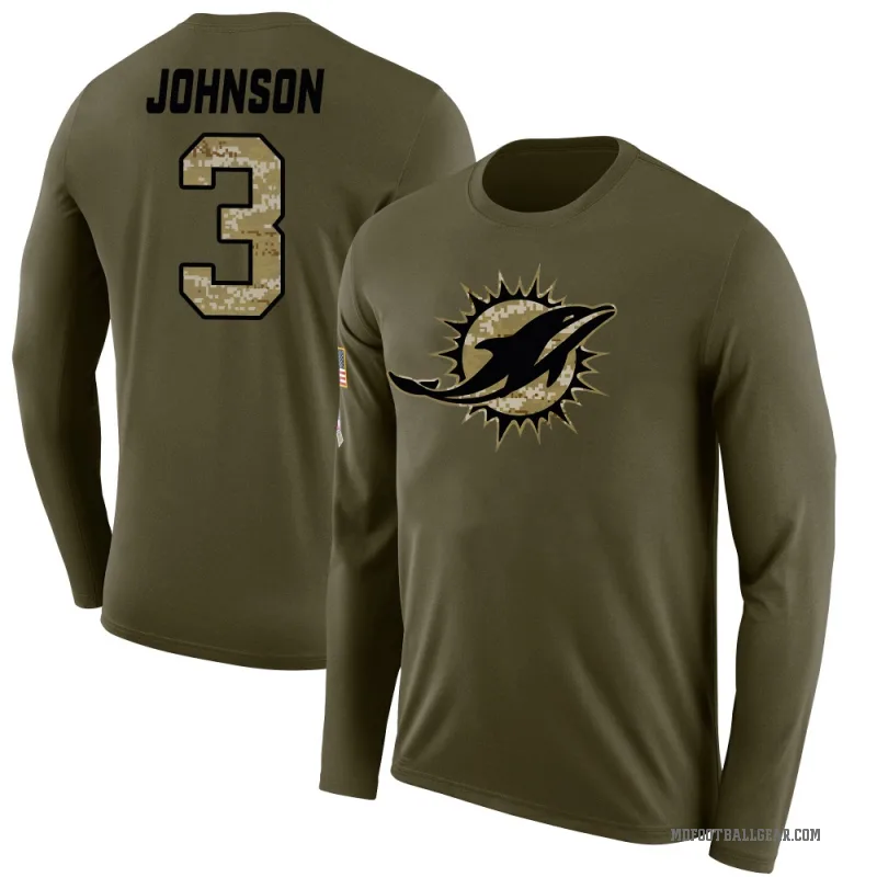Chris Johnson Youth Olive Miami Dolphins Salute to Service Sideline Long Sleeve T-Shirt