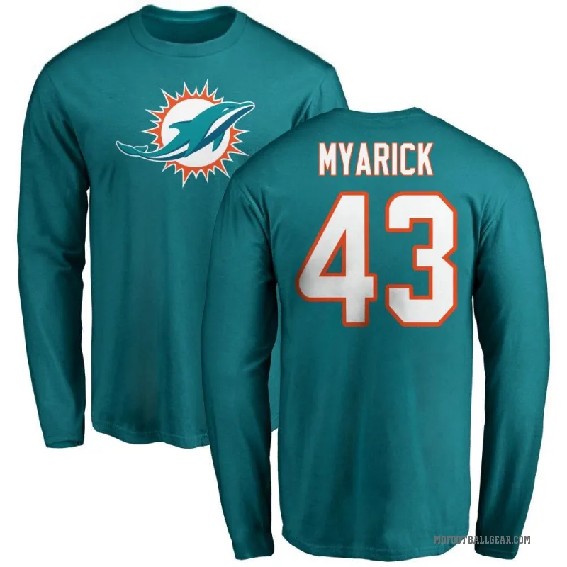 Chris Myarick Men's Aqua Miami Dolphins Logo Long Sleeve T-Shirt -