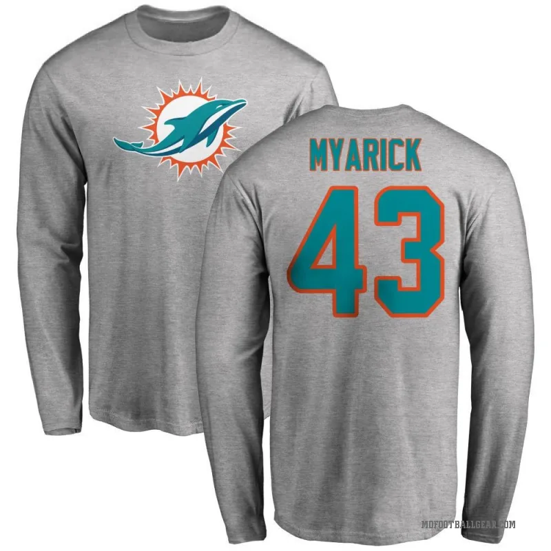 Chris Myarick Men's Ash Miami Dolphins Logo Long Sleeve T-Shirt -