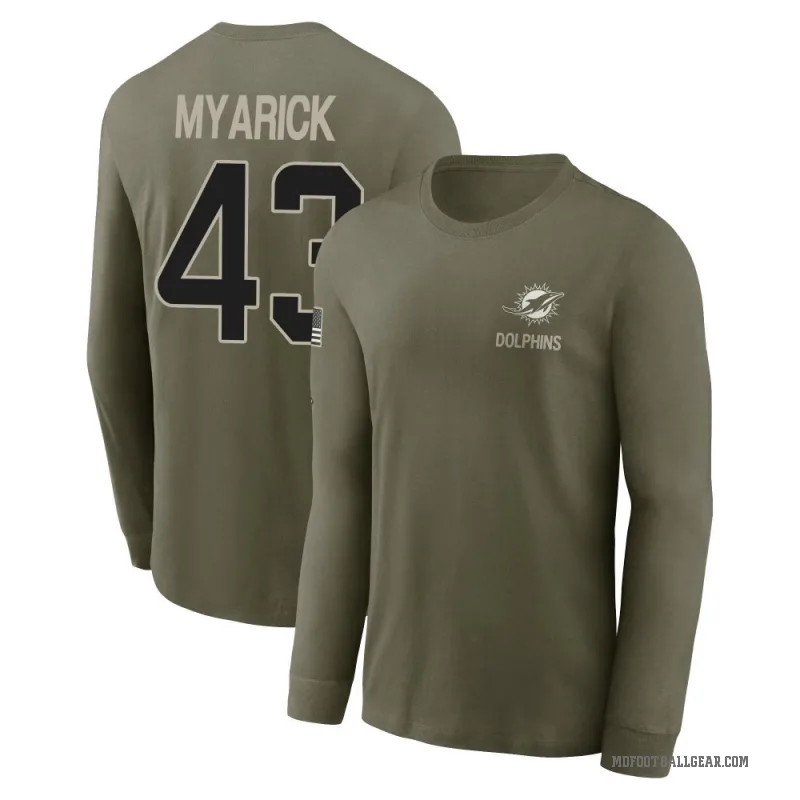 Chris Myarick Men's Olive Miami Dolphins 2025 Salute to Service Sideline Long Sleeve T-Shirt