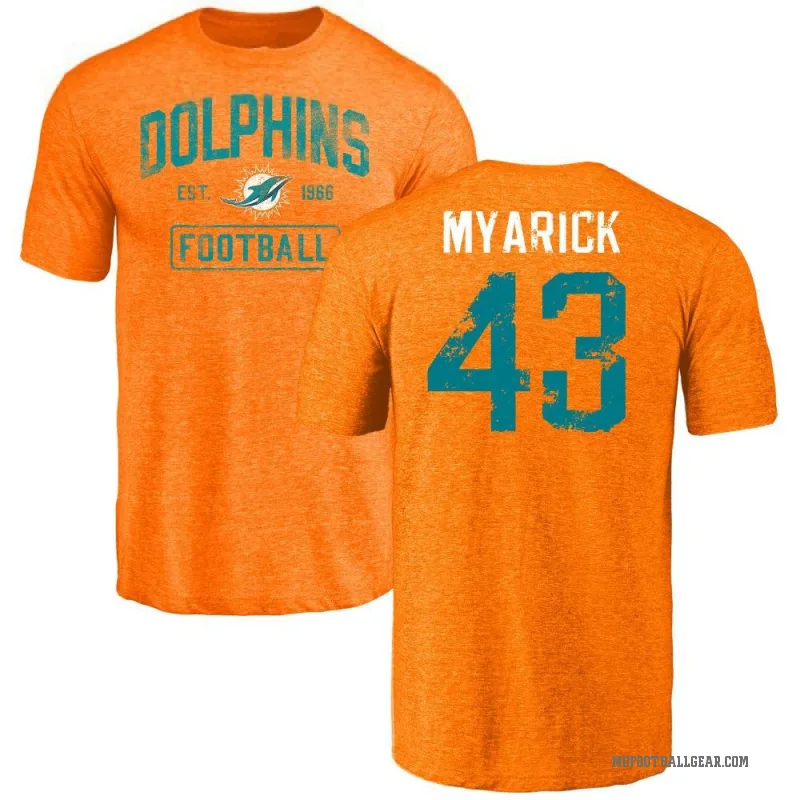 Chris Myarick Men's Orange Miami Dolphins Distressed T-Shirt