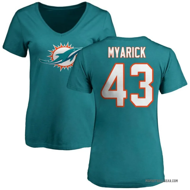 Chris Myarick Women's Aqua Miami Dolphins Logo Slim Fit T-Shirt -