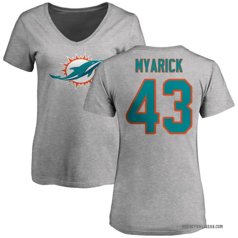 Chris Myarick Women's Ash Miami Dolphins Logo Slim Fit T-Shirt -