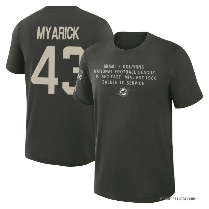 Chris Myarick Youth Green Miami Dolphins Dark/ 2025 Salute to Service Sideline Slub T-Shirt