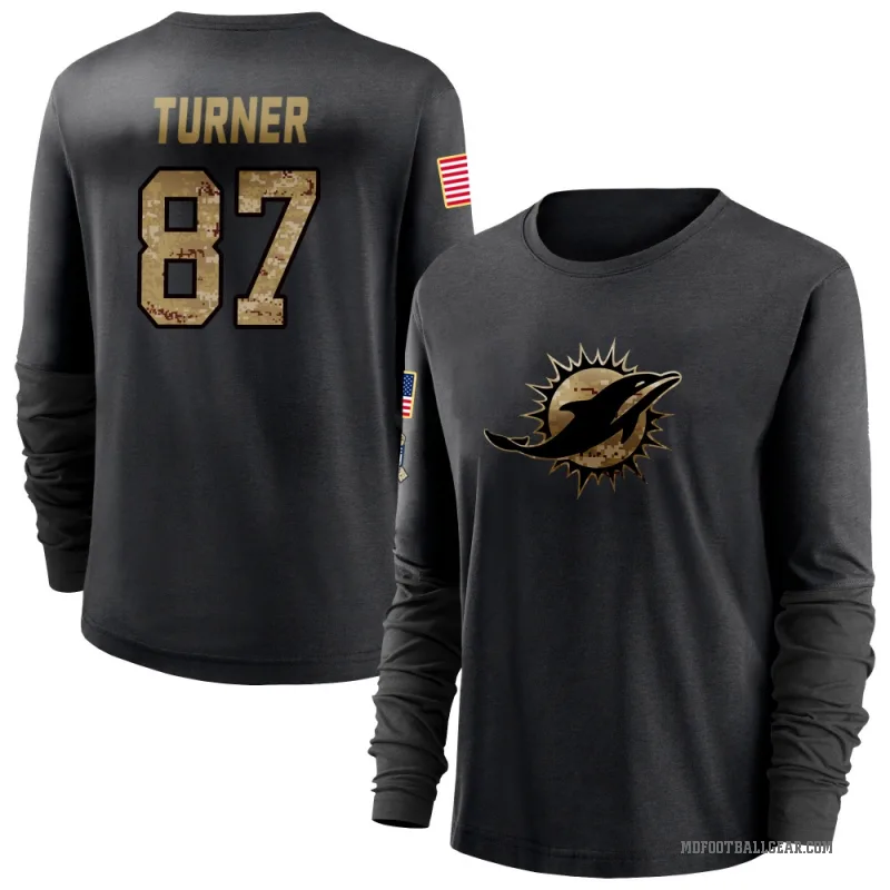 Cole Turner Women's Black Miami Dolphins 2020 Salute To Service Sideline Performance Long Sleeve T-Shirt