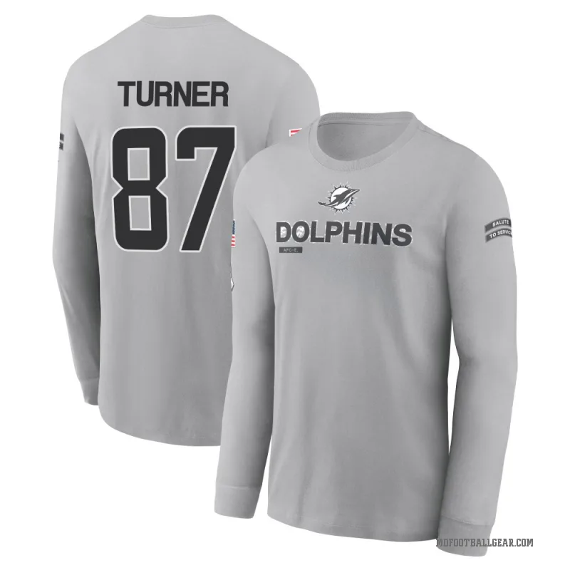 Cole Turner Youth Gray Miami Dolphins 2024 Salute to Service Long Sleeve T-Shirt