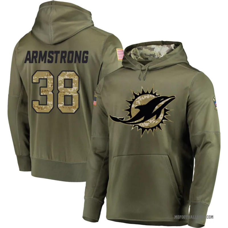Cornell Armstrong Youth Olive Miami Dolphins Salute to Service Pullover Hoodie