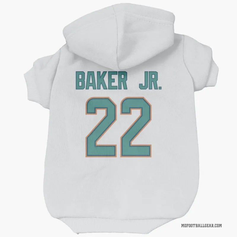 Darrell Baker Jr.  White Miami Dolphins  Cat & Dog Pet Hoodie