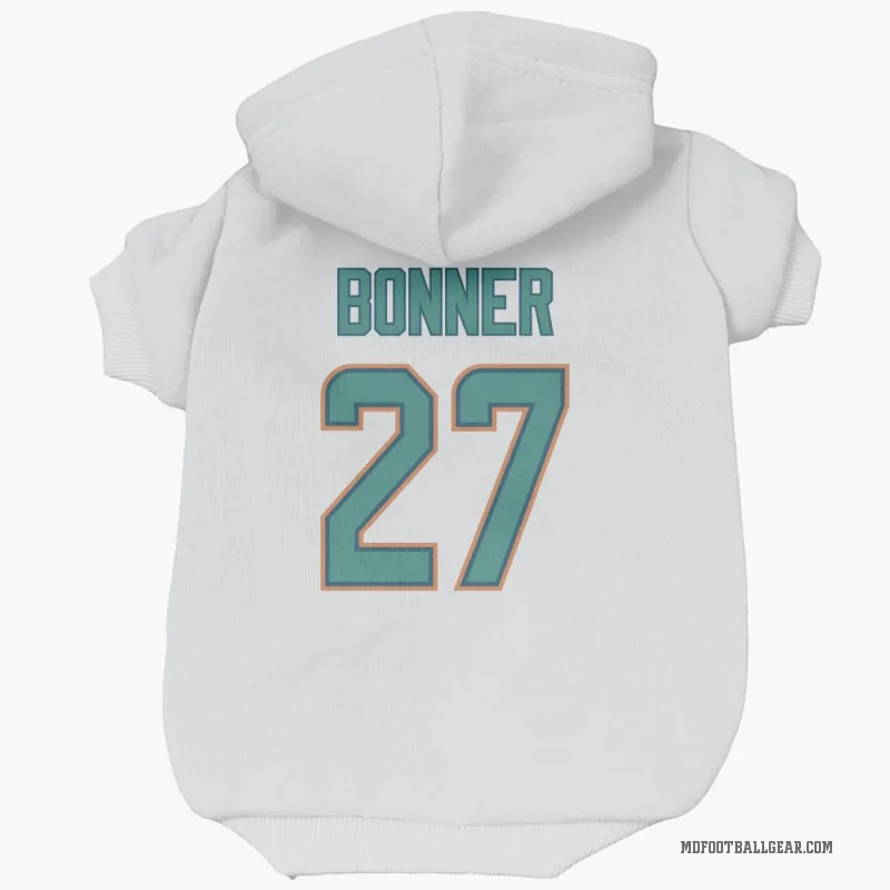 Ethan Bonner  White Miami Dolphins  Cat & Dog Pet Hoodie