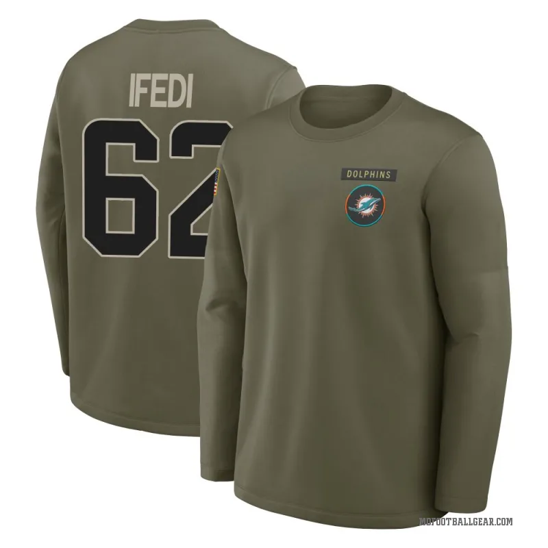 Germain Ifedi Men's Olive Miami Dolphins 2025 Salute to Service Sideline Coaches Long Sleeve T-Shirt