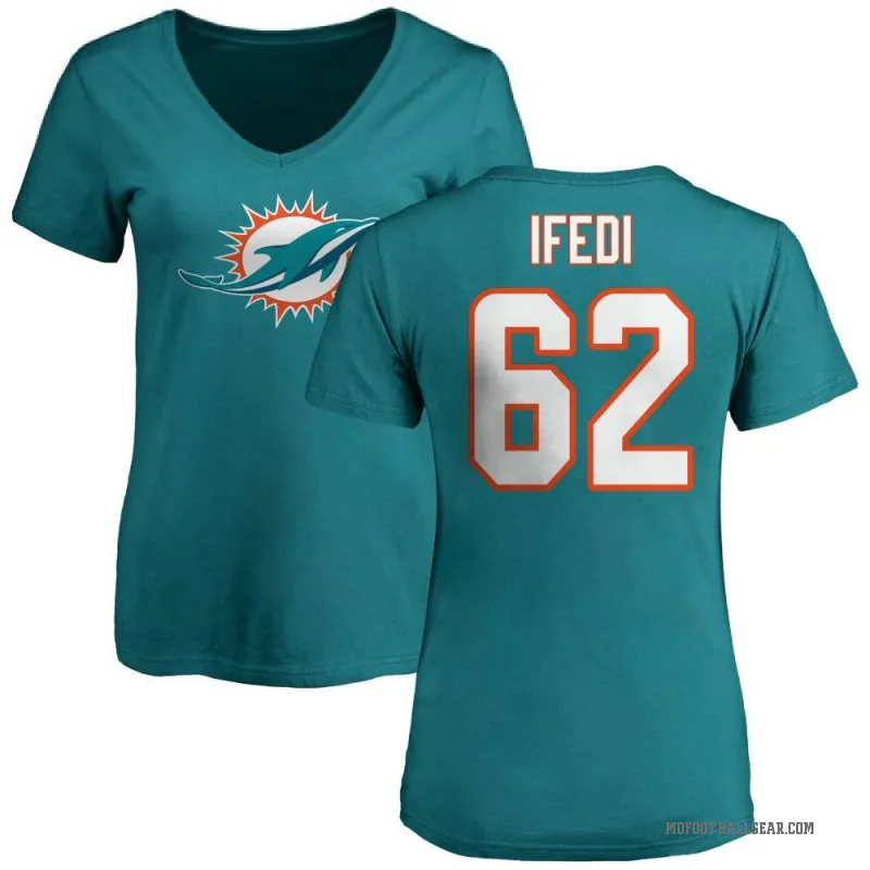 Germain Ifedi Women's Aqua Miami Dolphins Logo Slim Fit T-Shirt -
