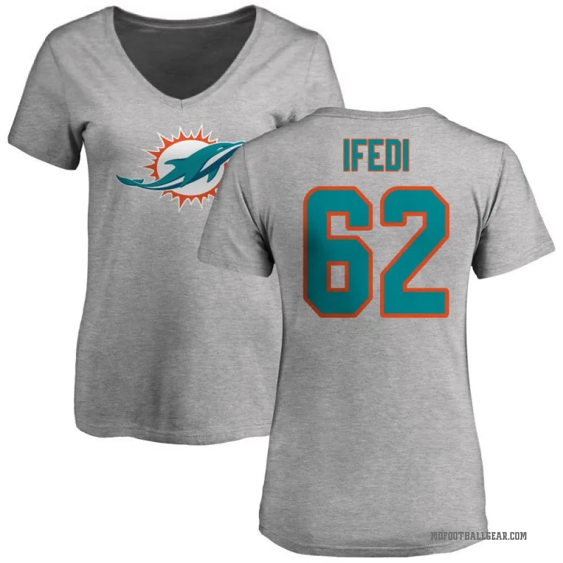 Germain Ifedi Women's Ash Miami Dolphins Logo Slim Fit T-Shirt -
