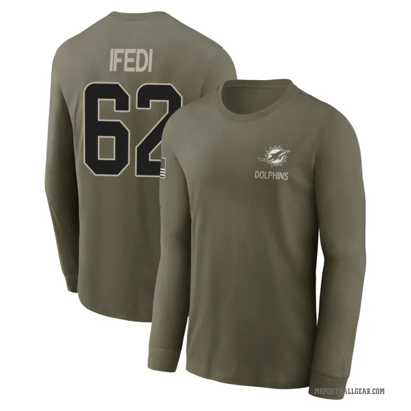 Germain Ifedi Youth Olive Miami Dolphins 2025 Salute to Service Sideline Long Sleeve T-Shirt