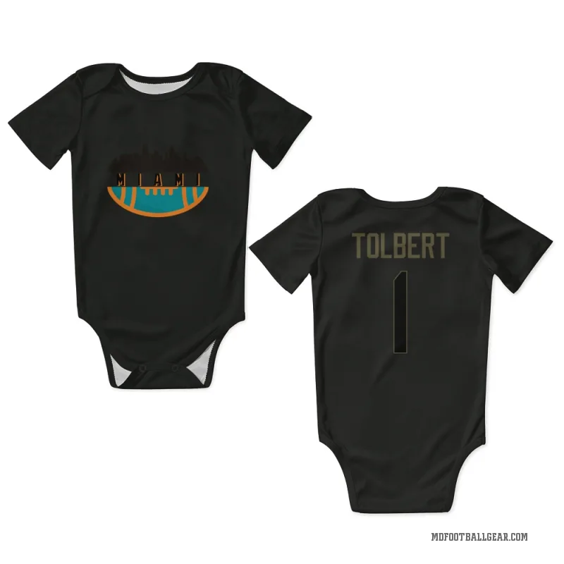 Jalen Tolbert  Black Miami Dolphins  Service Newborn & Infant Bodysuit