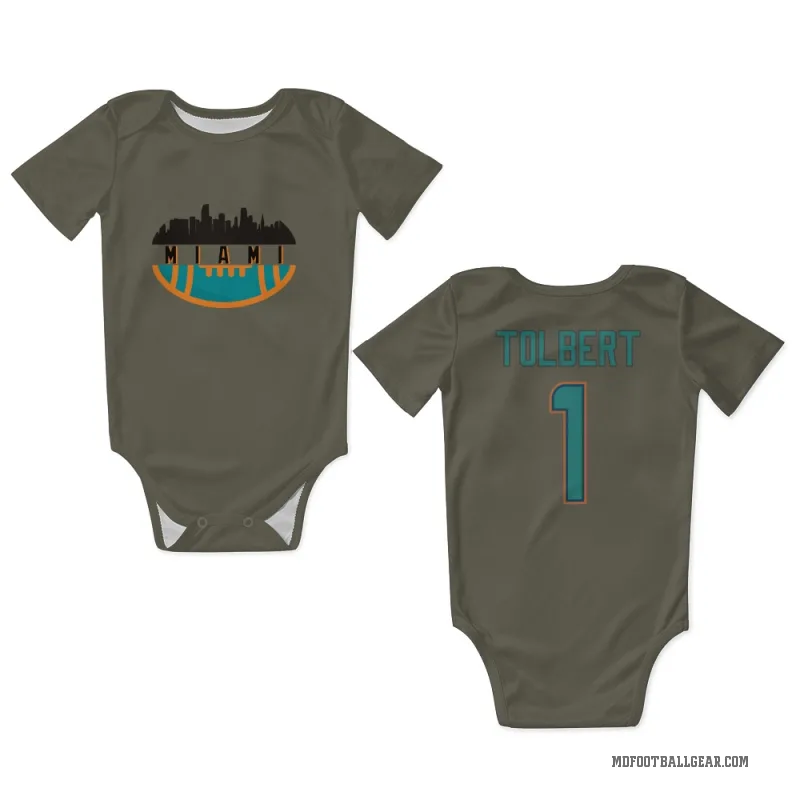 Jalen Tolbert  Olive Miami Dolphins  Newborn & Infant Bodysuit