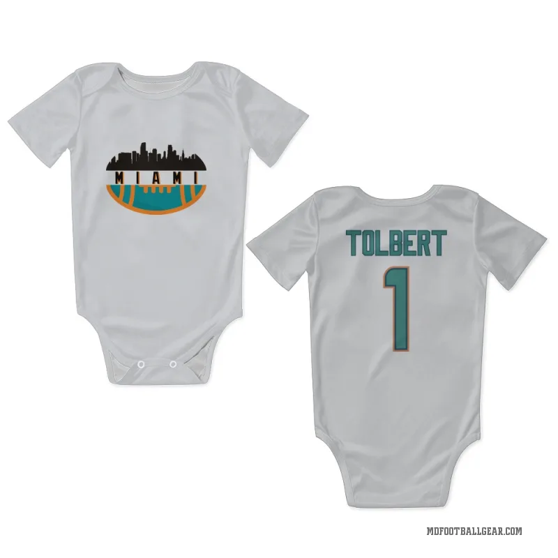 Jalen Tolbert  White Miami Dolphins  Newborn & Infant Bodysuit