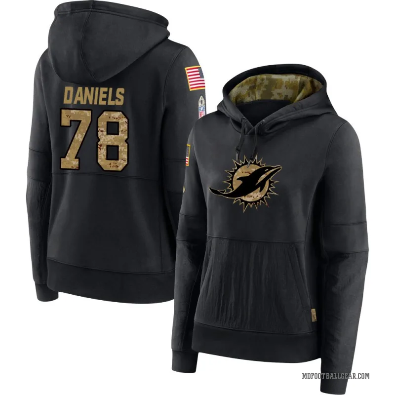James Daniels Women's Black Miami Dolphins 2020 Salute to Service Sideline Performance Pullover Hoodie