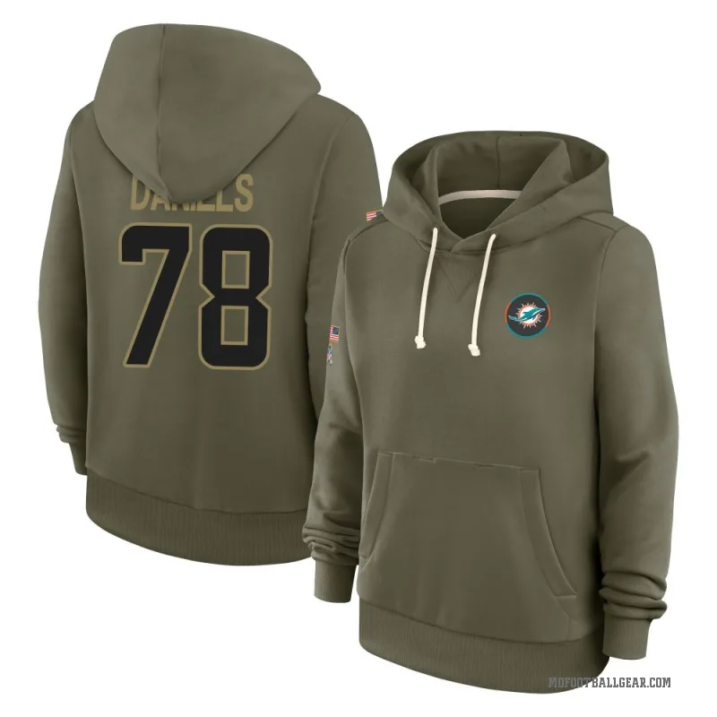 James Daniels Women's Olive Miami Dolphins 2025 Salute to Service Hoodie