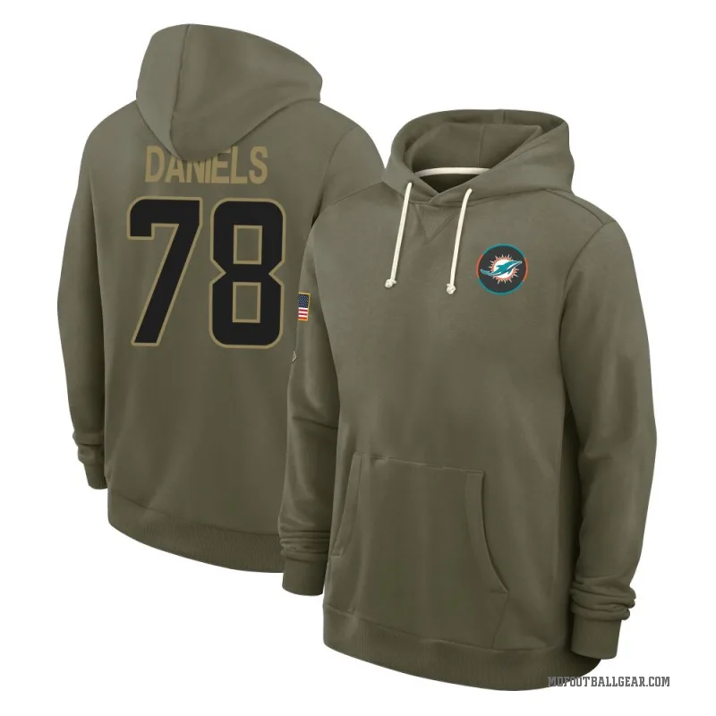 James Daniels Youth Olive Miami Dolphins 2025 Salute to Service Hoodie