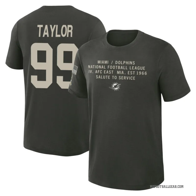 Jason Taylor Men's Green Miami Dolphins Dark/ 2025 Salute to Service Sideline Slub T-Shirt