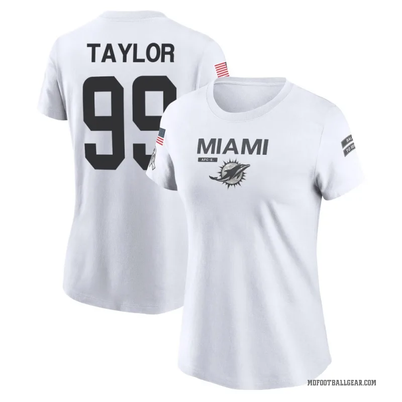 Jason Taylor Women's White Miami Dolphins 2024 Salute to Service Performance T-Shirt