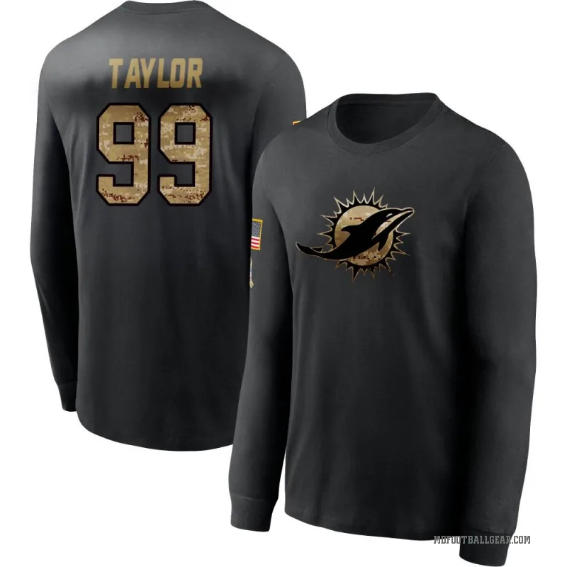 Jason Taylor Youth Black Miami Dolphins 2020 Salute To Service Sideline Performance Long Sleeve T-Shirt