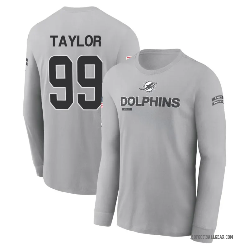 Jason Taylor Youth Gray Miami Dolphins 2024 Salute to Service Long Sleeve T-Shirt