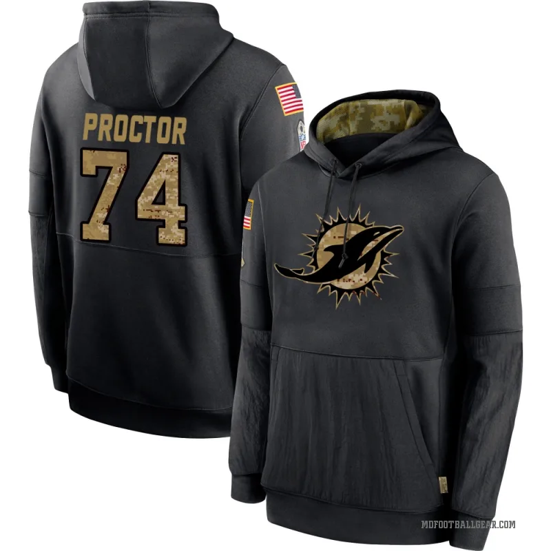 Kadyn Proctor Men's Black Miami Dolphins 2020 Salute to Service Sideline Performance Pullover Hoodie