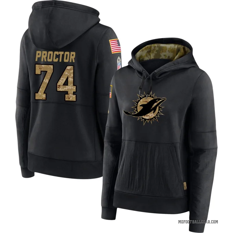 Kadyn Proctor Women's Black Miami Dolphins 2020 Salute to Service Sideline Performance Pullover Hoodie