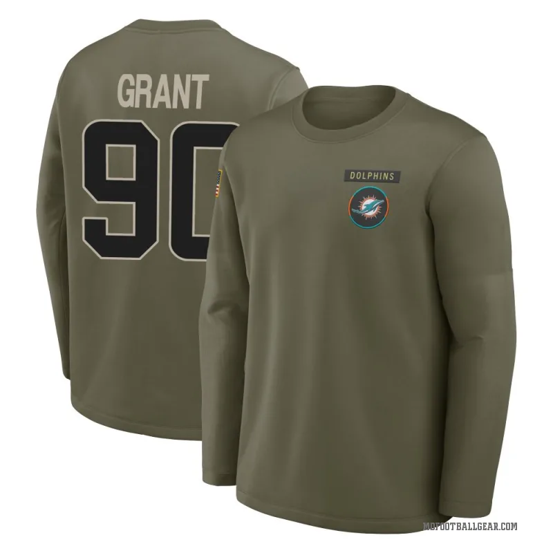 Kenneth Grant Men's Olive Miami Dolphins 2025 Salute to Service Sideline Coaches Long Sleeve T-Shirt