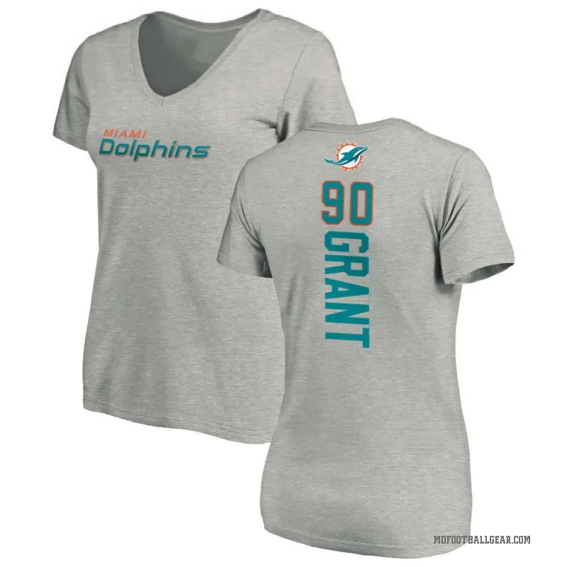 Kenneth Grant Women's Ash Miami Dolphins Backer V-Neck T-Shirt -