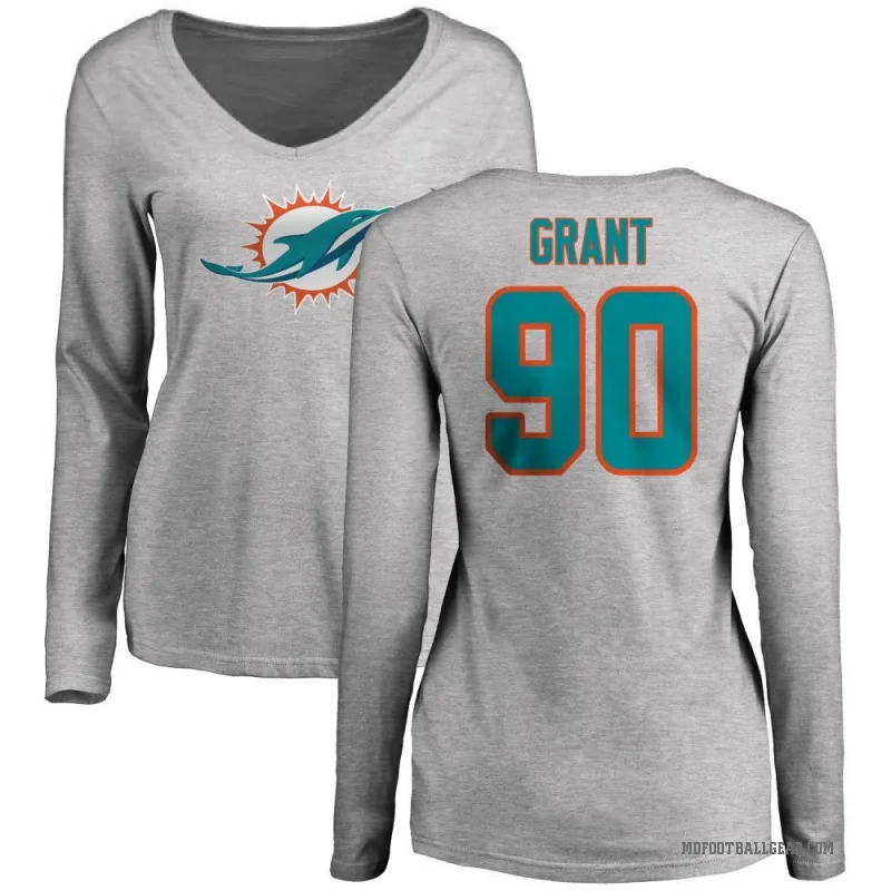 Kenneth Grant Women's Ash Miami Dolphins Logo Slim Fit Long Sleeve T-Shirt -