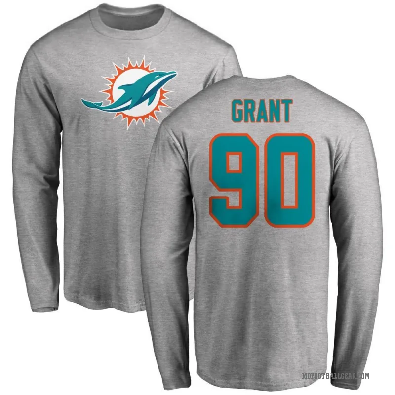 Kenneth Grant Youth Ash Miami Dolphins Logo Long Sleeve T-Shirt -
