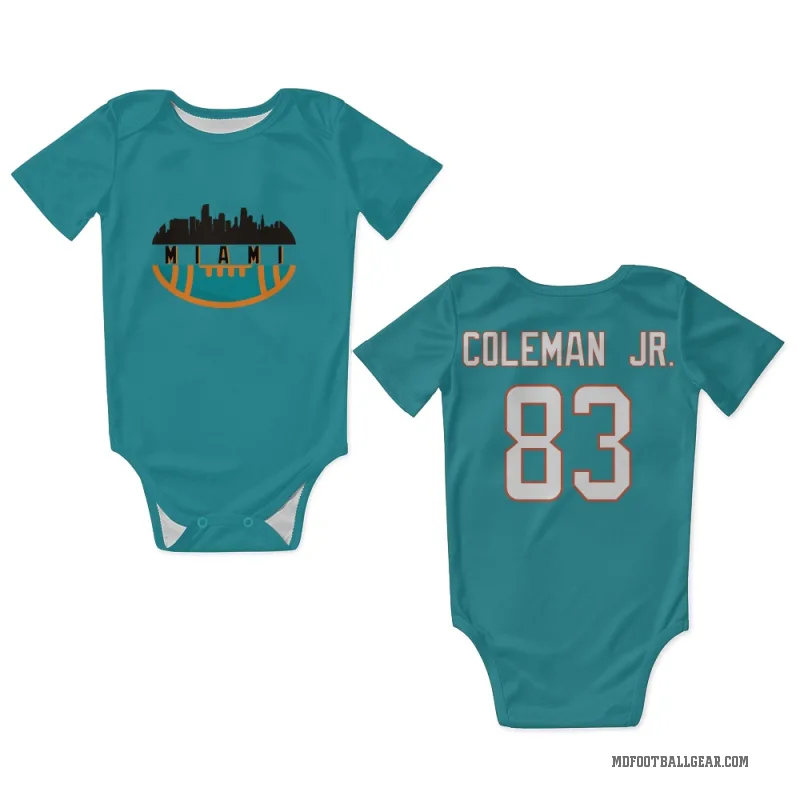 Kevin Coleman Jr.  Aqua Miami Dolphins  Newborn & Infant Bodysuit