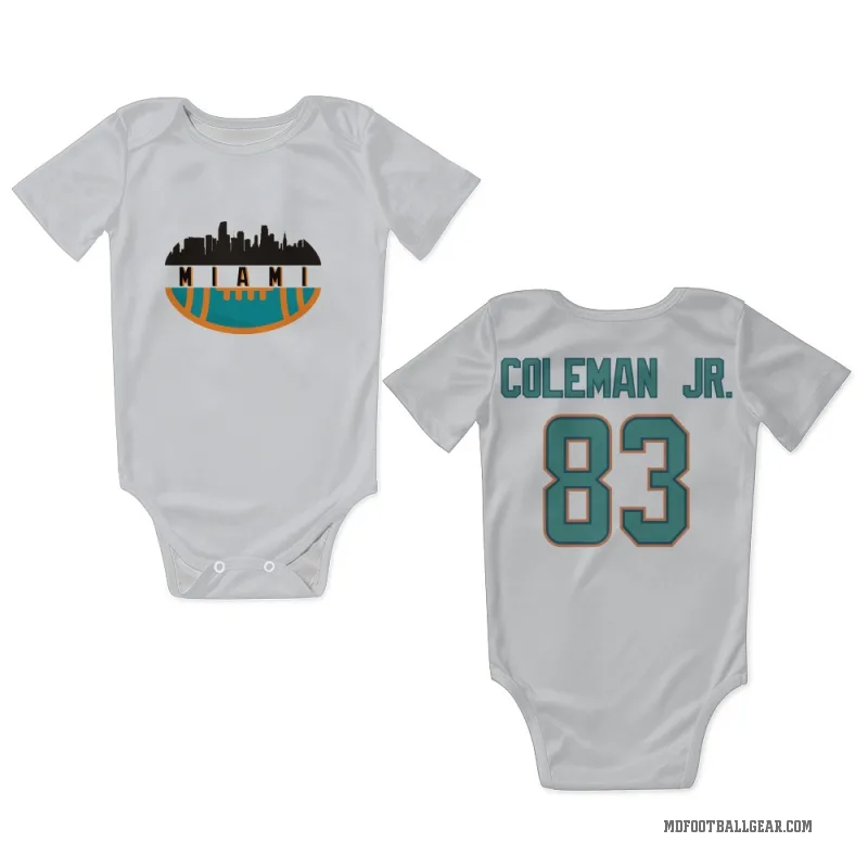 Kevin Coleman Jr.  White Miami Dolphins  Newborn & Infant Bodysuit