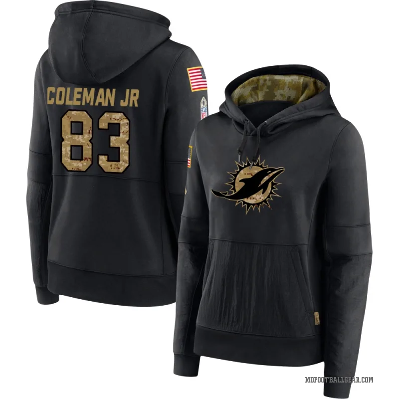 Kevin Coleman Jr. Women's Black Miami Dolphins 2020 Salute to Service Sideline Performance Pullover Hoodie