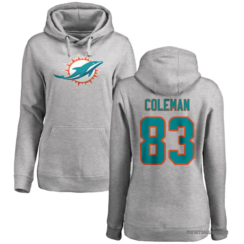 Kevin Coleman Jr. Women's Miami Dolphins Pro Line Ash Logo Pullover Hoodie