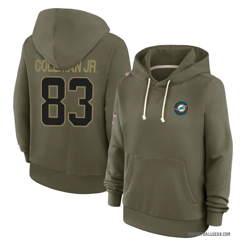 Kevin Coleman Jr. Women's Olive Miami Dolphins 2025 Salute to Service Hoodie